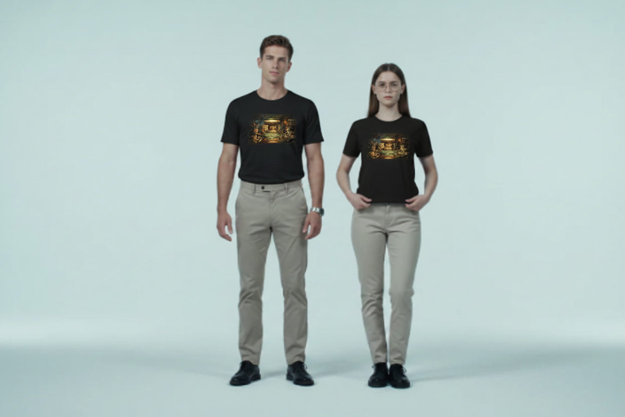 Models wearing cats poker shirt